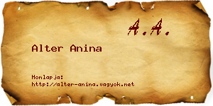 Alter Anina névjegykártya